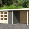 KARIBU Gartenhaus Askola 4, Terragrau, Fichtenholz 19mm, 554 X 217 X 211 Cm, Flachdach, Anbau 2,4m Mit Rückwand -Dopple Geschaft 30537 8 01.jpg