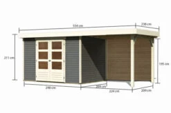 KARIBU Gartenhaus Askola 4, Terragrau, Fichtenholz 19mm, 554 X 217 X 211 Cm, Flachdach, Anbau 2,4m Mit Rückwand -Dopple Geschaft 30537 8 05.jpg