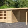 KARIBU Gartenhaus Askola 5, Naturbelassen, Fichtenholz 19mm, 554 X 246 X 211 Cm, Flachdach, Anbau 2,4m Mit Rückwand -Dopple Geschaft 30537 9 01.jpg