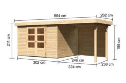 KARIBU Gartenhaus Askola 5, Naturbelassen, Fichtenholz 19mm, 554 X 246 X 211 Cm, Flachdach, Anbau 2,4m Mit Rückwand 16 KARIBU Gartenhaus Askola 5, Naturbelassen, Fichtenholz 19mm, 554 X 246 X 211 Cm, Flachdach, Anbau 2,4m Mit Rückwand -Dopple Geschaft 30537 9 05.jpg