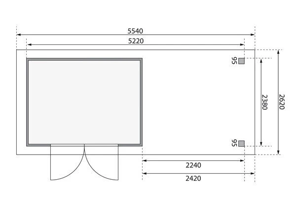KARIBU Gartenhaus Askola 5, Naturbelassen, Fichtenholz 19mm, 554 X 246 X 211 Cm, Flachdach, Anbau 2,4m Mit Rückwand 8 KARIBU Gartenhaus Askola 5, Naturbelassen, Fichtenholz 19mm, 554 X 246 X 211 Cm, Flachdach, Anbau 2,4m Mit Rückwand – Bild 6