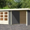 KARIBU Gartenhaus Askola3,5 , Terragrau, Fichtenholz 19mm, 491 X 246 X 211 Cm, Flachdach, Anbau 2,4m Mit Rück- Und Seitenwand -Dopple Geschaft 30538 1 01.jpg