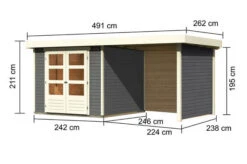 KARIBU Gartenhaus Askola3,5 , Terragrau, Fichtenholz 19mm, 491 X 246 X 211 Cm, Flachdach, Anbau 2,4m Mit Rück- Und Seitenwand 16 KARIBU Gartenhaus Askola3,5 , Terragrau, Fichtenholz 19mm, 491 X 246 X 211 Cm, Flachdach, Anbau 2,4m Mit Rück- Und Seitenwand -Dopple Geschaft 30538 1 05.jpg