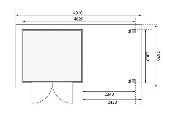 KARIBU Gartenhaus Askola3,5 , Terragrau, Fichtenholz 19mm, 491 X 246 X 211 Cm, Flachdach, Anbau 2,4m Mit Rück- Und Seitenwand 8 KARIBU Gartenhaus Askola3,5 , Terragrau, Fichtenholz 19mm, 491 X 246 X 211 Cm, Flachdach, Anbau 2,4m Mit Rück- Und Seitenwand – Bild 6