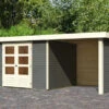 KARIBU Gartenhaus Askola5 , Terragrau, Fichtenholz 19mm, 554 X 246 X 211 Cm, Flachdach, Anbau 2,4m Mit Rück- Und Seitenwand -Dopple Geschaft 30538 2 01.jpg