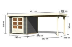 KARIBU Gartenhaus Askola 3,5, Terragrau, Fichtenholz 19mm, 528,5 X 246 X 211 Cm, Flachdach, Seitlicher Anbau 2,8m 16 KARIBU Gartenhaus Askola 3,5, Terragrau, Fichtenholz 19mm, 528,5 X 246 X 211 Cm, Flachdach, Seitlicher Anbau 2,8m -Dopple Geschaft 30539 1 05.jpg