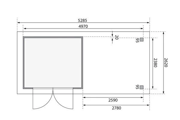 KARIBU Gartenhaus Askola 3,5, Terragrau, Fichtenholz 19mm, 528,5 X 246 X 211 Cm, Flachdach, Seitlicher Anbau 2,8m 8 KARIBU Gartenhaus Askola 3,5, Terragrau, Fichtenholz 19mm, 528,5 X 246 X 211 Cm, Flachdach, Seitlicher Anbau 2,8m – Bild 6