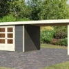 KARIBU Gartenhaus Askola 5, Terragrau, Fichtenholz 19mm, 591,5 X 246 X 211 Cm, Flachdach, Seitlicher Anbau 2,8m -Dopple Geschaft 30539 2 01.jpg