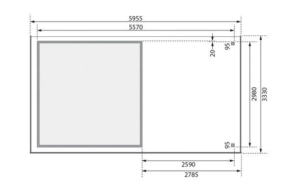 KARIBU Gartenhaus Askola 6, Naturbelassen, Fichtenholz 19mm, 591,5 X 306 X 216 Cm, Flachdach, Seitlicher Anbau 2,8m 8 KARIBU Gartenhaus Askola 6, Naturbelassen, Fichtenholz 19mm, 591,5 X 306 X 216 Cm, Flachdach, Seitlicher Anbau 2,8m – Bild 6