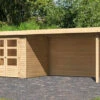 KARIBU Gartenhaus Askola2 , Naturbelassen, Fichtenholz 19mm, 504,5 X 217 X 211 Cm, Flachdach, Seitlicher Anbau 2,8m Mit Rückwand -Dopple Geschaft 30540 1 01.jpg