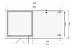 KARIBU Gartenhaus Askola2 , Naturbelassen, Fichtenholz 19mm, 504,5 X 217 X 211 Cm, Flachdach, Seitlicher Anbau 2,8m Mit Rückwand -Dopple Geschaft 30540 1 06.jpg