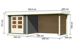 KARIBU Gartenhaus Askola 3,5, Terragrau, Fichtenholz 19mm, 528,5 X 246 X 211 Cm, Flachdach, Seitlicher Anbau 2,8m Mit Rückwand -Dopple Geschaft 30540 6 05.jpg