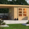 KARIBU Gartenhaus Kerko 6, Naturbelassen, Fichtenholz 19mm, 558 X 306 X 216 Cm, Flachdach, Anbau 2,4m -Dopple Geschaft 30543 3 01.jpg