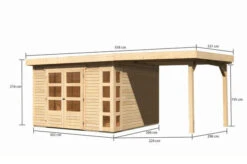 KARIBU Gartenhaus Kerko 6, Naturbelassen, Fichtenholz 19mm, 558 X 306 X 216 Cm, Flachdach, Anbau 2,4m -Dopple Geschaft 30543 3 05.jpg