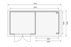 KARIBU Gartenhaus Kerko 3, Naturbelassen, Fichtenholz 19mm, 508 X 217 X 211 Cm, Flachdach, Anbau 2,4m Mit Rückwand -Dopple Geschaft 30544 1 06.jpg
