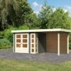 KARIBU Gartenhaus Kerko 3, Terragrau, Fichtenholz 19mm, 508 X 217 X 211 Cm, Flachdach, Anbau 2,4m Mit Rückwand -Dopple Geschaft 30544 2 01.jpg