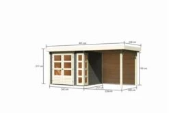 KARIBU Gartenhaus Kerko 3, Terragrau, Fichtenholz 19mm, 508 X 217 X 211 Cm, Flachdach, Anbau 2,4m Mit Rückwand -Dopple Geschaft 30544 2 05.jpg