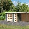 KARIBU Gartenhaus Kerko 4, Terragrau, Fichtenholz 19mm, 554 X 217 X 211 Cm, Flachdach, Anbau 2,4m Mit Rückwand -Dopple Geschaft 30544 4 01.jpg