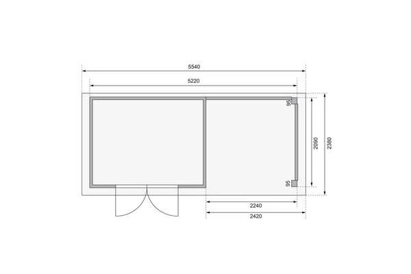 KARIBU Gartenhaus Kerko 4, Terragrau, Fichtenholz 19mm, 554 X 217 X 211 Cm, Flachdach, Anbau 2,4m Mit Rückwand 8 KARIBU Gartenhaus Kerko 4, Terragrau, Fichtenholz 19mm, 554 X 217 X 211 Cm, Flachdach, Anbau 2,4m Mit Rückwand – Bild 6