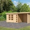 KARIBU Gartenhaus Kerko5 , Naturbelassen, Fichtenholz 19mm, 554 X 246 X 210 Cm, Flachdach, Anbau 2,4m Mit Rück- Und Seitenwand 2 KARIBU Gartenhaus Kerko5 , Naturbelassen, Fichtenholz 19mm, 554 X 246 X 210 Cm, Flachdach, Anbau 2,4m Mit Rück- Und Seitenwand -Dopple Geschaft 30545 1 01.jpg