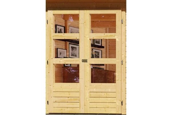 KARIBU Gartenhaus Kerko 5, Naturbelassen, Fichtenholz 19mm, 591,5 X 246 X 210 Cm, Flachdach, Anbau 2,8m 4 KARIBU Gartenhaus Kerko 5, Naturbelassen, Fichtenholz 19mm, 591,5 X 246 X 210 Cm, Flachdach, Anbau 2,8m – Bild 2
