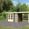 KARIBU Gartenhaus Kerko 5, Terragrau, Fichtenholz 19mm, 591,5 X 246 X 210 Cm, Flachdach, Anbau 2,8m -Dopple Geschaft 30546 2 01.jpg