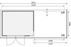 KARIBU Gartenhaus Kerko 5, Terragrau, Fichtenholz 19mm, 591,5 X 246 X 210 Cm, Flachdach, Anbau 2,8m 17 KARIBU Gartenhaus Kerko 5, Terragrau, Fichtenholz 19mm, 591,5 X 246 X 210 Cm, Flachdach, Anbau 2,8m -Dopple Geschaft 30546 2 06.jpg