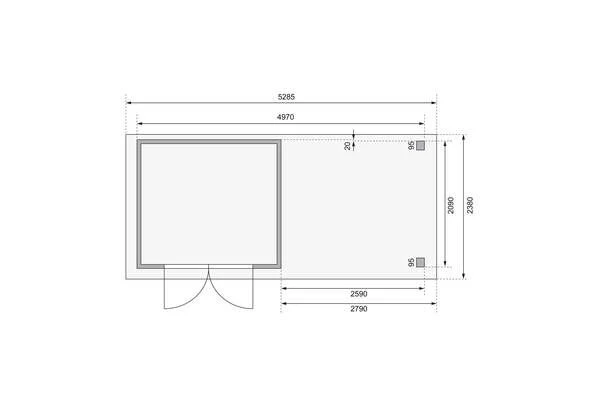 KARIBU Gartenhaus Kerko 3, Naturbelassen, Fichtenholz 19mm, 528,5 X 217 X 211 Cm, Flachdach, Anbau 2,8m Mit Rückwand 8 KARIBU Gartenhaus Kerko 3, Naturbelassen, Fichtenholz 19mm, 528,5 X 217 X 211 Cm, Flachdach, Anbau 2,8m Mit Rückwand – Bild 6