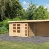 KARIBU Gartenhaus Kerko 4, Naturbelassen, Fichtenholz 19mm, 609 X 217 X 211 Cm, Flachdach, Anbau 2,8m Mit Rückwand 2 KARIBU Gartenhaus Kerko 4, Naturbelassen, Fichtenholz 19mm, 609 X 217 X 211 Cm, Flachdach, Anbau 2,8m Mit Rückwand -Dopple Geschaft 30547 3 01.jpg