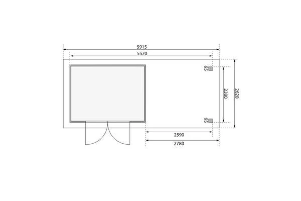 KARIBU Gartenhaus Kerko 5, Terragrau, Fichtenholz 19mm, 591,5 X 246 X 210 Cm, Flachdach, Anbau 2,8m Mit Rück- Und Seitenwand 8 KARIBU Gartenhaus Kerko 5, Terragrau, Fichtenholz 19mm, 591,5 X 246 X 210 Cm, Flachdach, Anbau 2,8m Mit Rück- Und Seitenwand – Bild 6