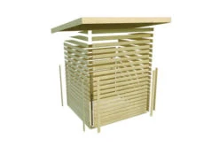 KARIBU Gartenhaus Schwandorf 3 , Naturbelassen, Fichtenholz 19mm, 467 X 217 X 218 Cm, Flachdach, Anbau 2,4m Mit Rückwand -Dopple Geschaft 30549 1 09.jpg
