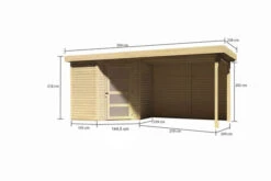 KARIBU Gartenhaus Schwandorf 3, Naturbelassen, Fichtenholz 19mm, 504,5 X 217 X 218 Cm, Flachdach, Anbau 2,8m Mit Rückwand -Dopple Geschaft 30551 1 05.jpg