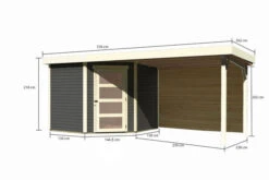 KARIBU Gartenhaus Schwandorf 5, Terragrau, Fichtenholz 19mm, 530 X 246 X 218 Cm, Flachdach, Anbau 2,8m Mit Rückwand -Dopple Geschaft 30551 4 05.jpg