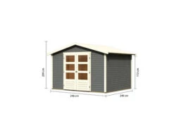 KARIBU Gartenhaus Amberg 4, Terragrau, Fichtenholz 19mm, 272 X 246 X 209 Cm, Satteldach, Doppelflügeltür -Dopple Geschaft 30553 2 05.jpg