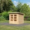KARIBU Gartenhaus Stockach 2, Naturbelassen, Fichtenholz 19mm, 212 X 186 X 197 Cm, Pultdach, Doppelflügeltür 1 KARIBU Gartenhaus Stockach 2, Naturbelassen, Fichtenholz 19mm, 212 X 186 X 197 Cm, Pultdach, Doppelflügeltür -Dopple Geschaft 30554 1 01.jpg