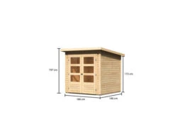 KARIBU Gartenhaus Stockach 2, Naturbelassen, Fichtenholz 19mm, 212 X 186 X 197 Cm, Pultdach, Doppelflügeltür -Dopple Geschaft 30554 1 05.jpg