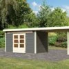 KARIBU Gartenhaus Kandern 7, Terragrau, Fichtenholz 28mm, 702 X 244 X 222 Cm, Pultdach, Anbau 3,2m -Dopple Geschaft 30558 2 01.jpg