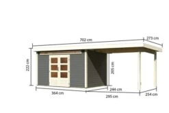 KARIBU Gartenhaus Kandern 7, Terragrau, Fichtenholz 28mm, 702 X 244 X 222 Cm, Pultdach, Anbau 3,2m -Dopple Geschaft 30558 2 05.jpg