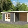 KARIBU Gartenhaus Kandern 7, Terragrau, Fichtenholz 28mm, 702 X 244 X 222 Cm, Pultdach, Anbau 3,2m Mit Rückwand -Dopple Geschaft 30559 4 01.jpg