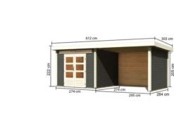 KARIBU Gartenhaus Kandern6 , Terragrau, Fichtenholz 28mm, 612 X 274 X 222 Cm, Pultdach, Anbau 3,2m Mit Rück- Und Seitenwand -Dopple Geschaft 30560 1 05.jpg