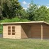 KARIBU Gartenhaus Northeim 3, Naturbelassen, Fichtenholz 40mm, 664 X 309 X 229 Cm, Pultdach, Anbau 3m Mit Rückwand -Dopple Geschaft 30561 1 01.jpg