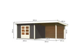 KARIBU Gartenhaus Northeim 3, Terragrau, Fichtenholz 40mm, 664 X 309 X 229 Cm, Pultdach, Anbau 3m Mit Rückwand -Dopple Geschaft 30561 2 05.jpg
