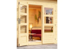 KARIBU Gartenhaus Northeim 4, Naturbelassen, Fichtenholz 40mm, 724 X 309 X 229 Cm, Pultdach, Anbau 3m Mit Rückwand -Dopple Geschaft 30561 3 03.jpg