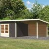 KARIBU Gartenhaus Northeim 5, Terragrau, Fichtenholz 40mm, 724 X 369 X 229 Cm, Pultdach, Anbau 3m Mit Rückwand -Dopple Geschaft 30561 6 01.jpg