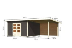 KARIBU Gartenhaus Northeim 5, Terragrau, Fichtenholz 40mm, 724 X 369 X 229 Cm, Pultdach, Anbau 3m Mit Rückwand -Dopple Geschaft 30561 6 05.jpg