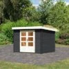 KARIBU Gartenhaus Bastrup 3, Anthrazit, Fichtenholz 28mm, 297 X 237 X 220 Cm, Pultdach, Eco Doppelflügeltür