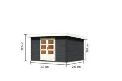 KARIBU Gartenhaus Bastrup 7, Anthrazit, Fichtenholz 28mm, 357 X 297 X 222 Cm, Pultdach, Eco Doppelflügeltür 17 KARIBU Gartenhaus Bastrup 7, Anthrazit, Fichtenholz 28mm, 357 X 297 X 222 Cm, Pultdach, Eco Doppelflügeltür -Dopple Geschaft 30562 5 05.jpg