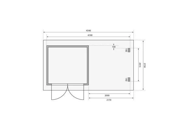 KARIBU Gartenhaus Bastrup2 , Naturbelassen, Fichtenholz 28mm, 454,5 X 237 X 220 Cm, Pultdach, Anbau 2m Mit Rückwand 8 KARIBU Gartenhaus Bastrup2 , Naturbelassen, Fichtenholz 28mm, 454,5 X 237 X 220 Cm, Pultdach, Anbau 2m Mit Rückwand – Bild 6