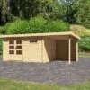 KARIBU Gartenhaus Bastrup8 , Naturbelassen, Fichtenholz 28mm, 604,5 X 297 X 222 Cm, Pultdach, Anbau 2m Mit Rückwand -Dopple Geschaft 30564 01.jpg