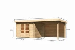 KARIBU Gartenhaus Bastrup5 , Naturbelassen, Fichtenholz 28mm, 614,5 X 297 X 222 Cm, Pultdach, Anbau 3m Mit Rückwand -Dopple Geschaft 30566 7 05.jpg